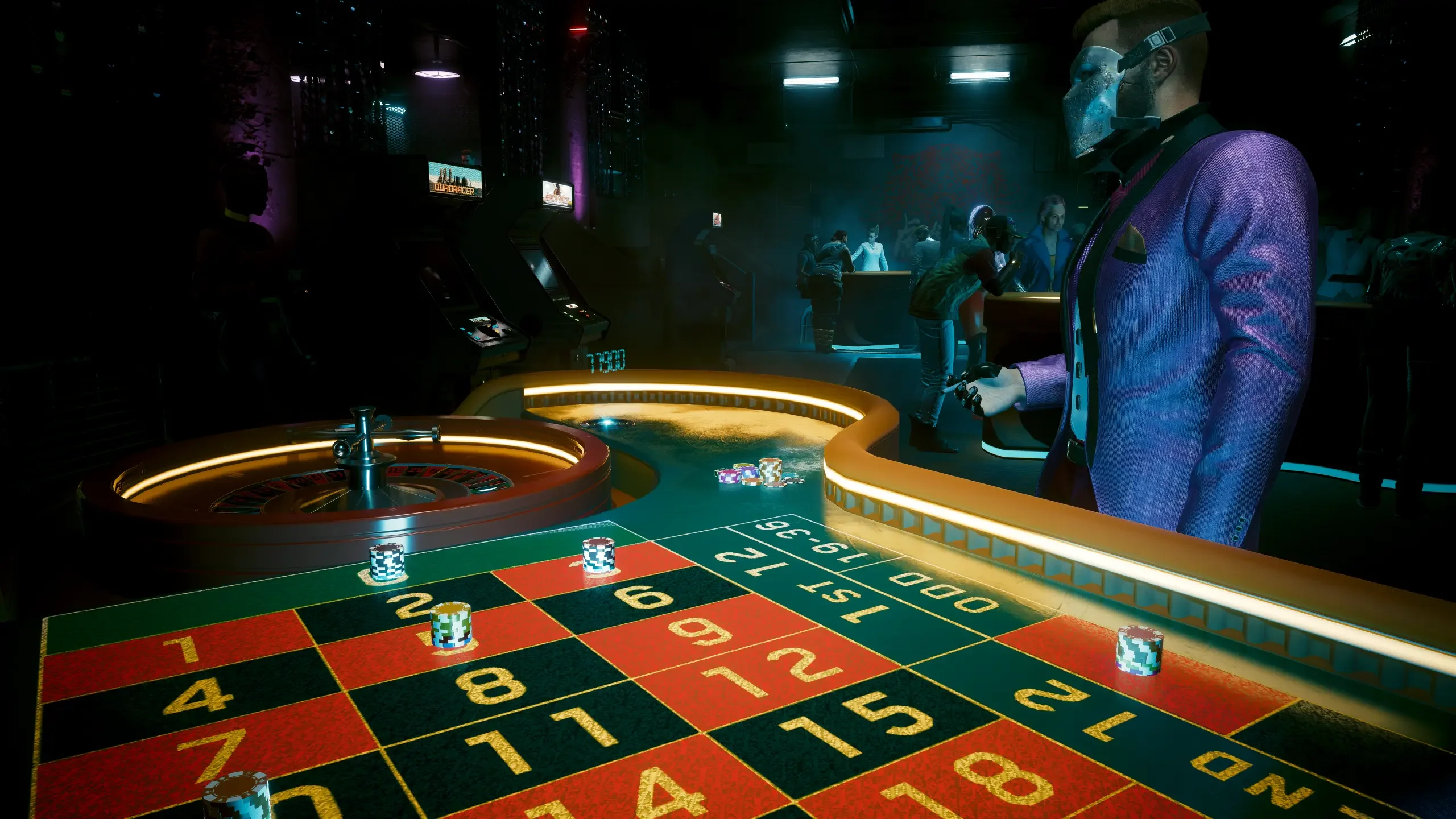In game screenshot of roulette table
