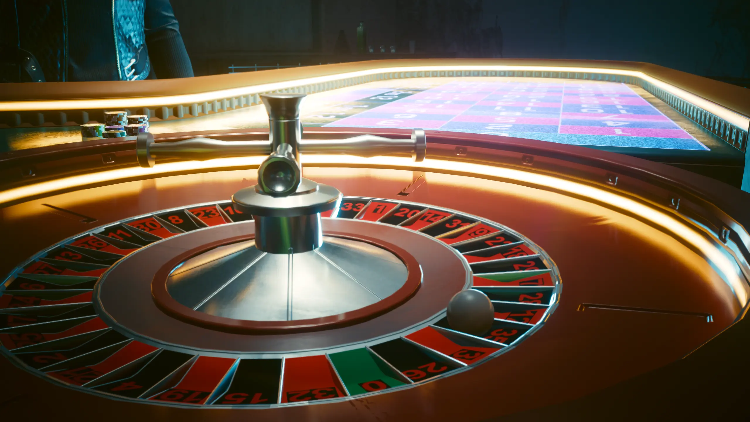 Close up screenshot of roulette spinner